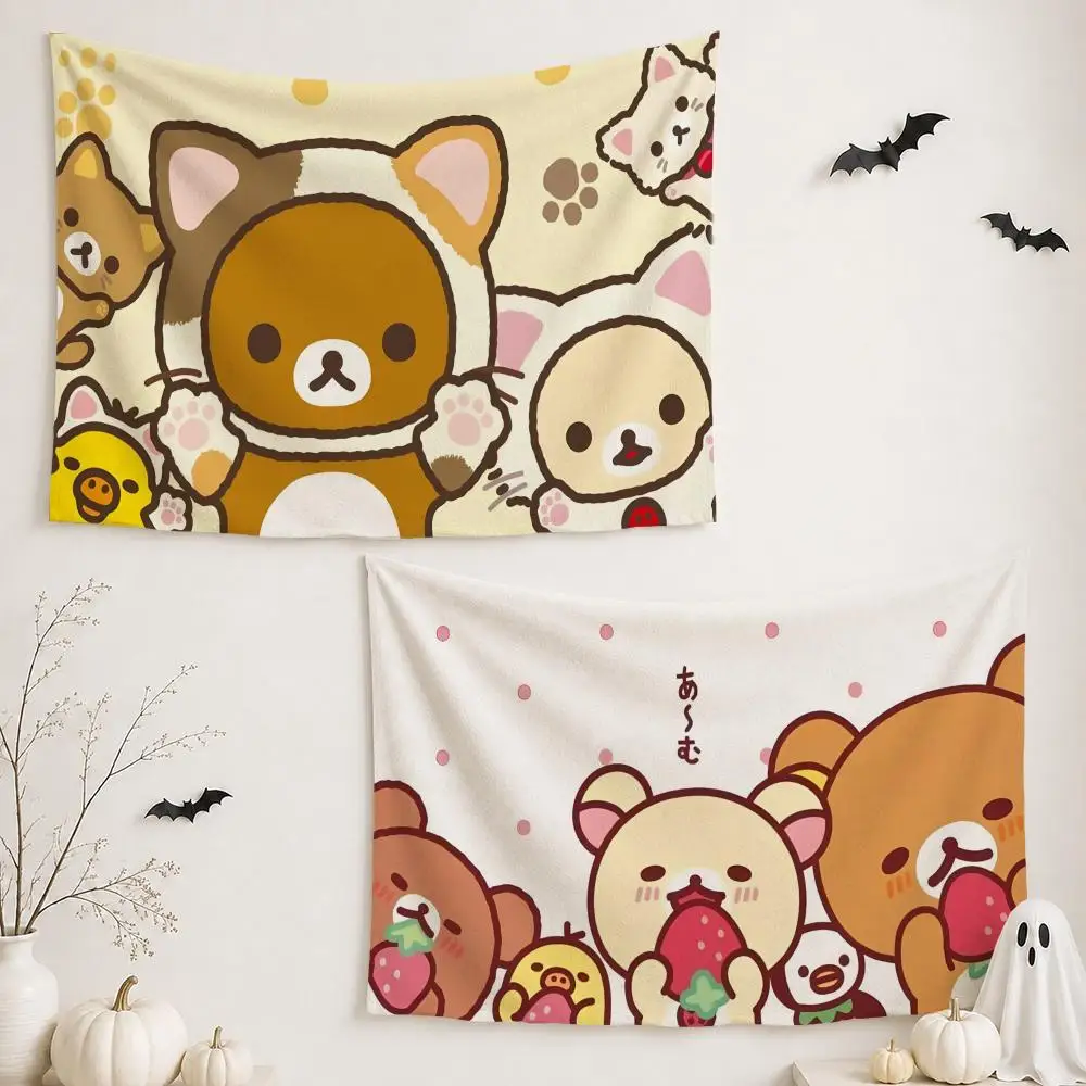 Cute Cartoon R-Rilakkuma			 Tapestry Wall Hanging Tapestry Aesthetic Room Decor Banners for Bedroom Living Room Outdoor Party