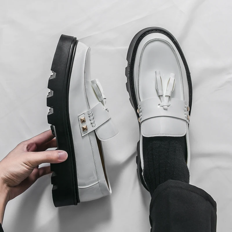 Scarpe, scarpe in pelle, velcro da uomo, testa tonda, traspiranti, business, casual, formali, pelle bovina, persone di mezza età e anziane, scarpe di papà