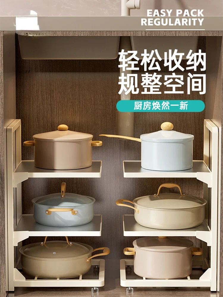 

Pots and pans, storage racks, kitchens, multi-layered shelves, sinks, pot shelves