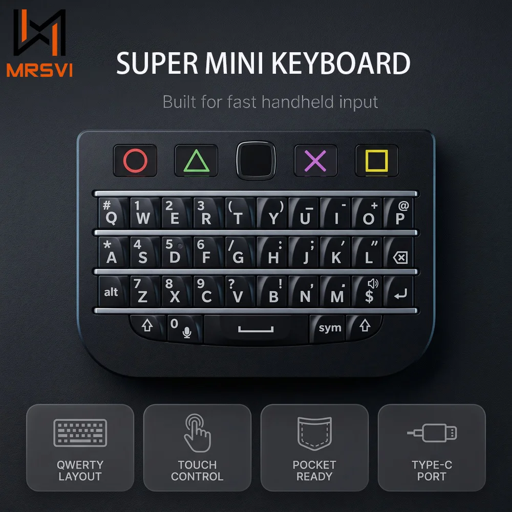 MRSVI ZitaoTech Q10 Mini BlackBerry-Style Bluetooth Keyboard with Touchpad, 4-Layer ZMK Programmable, 4-Device, USB-C