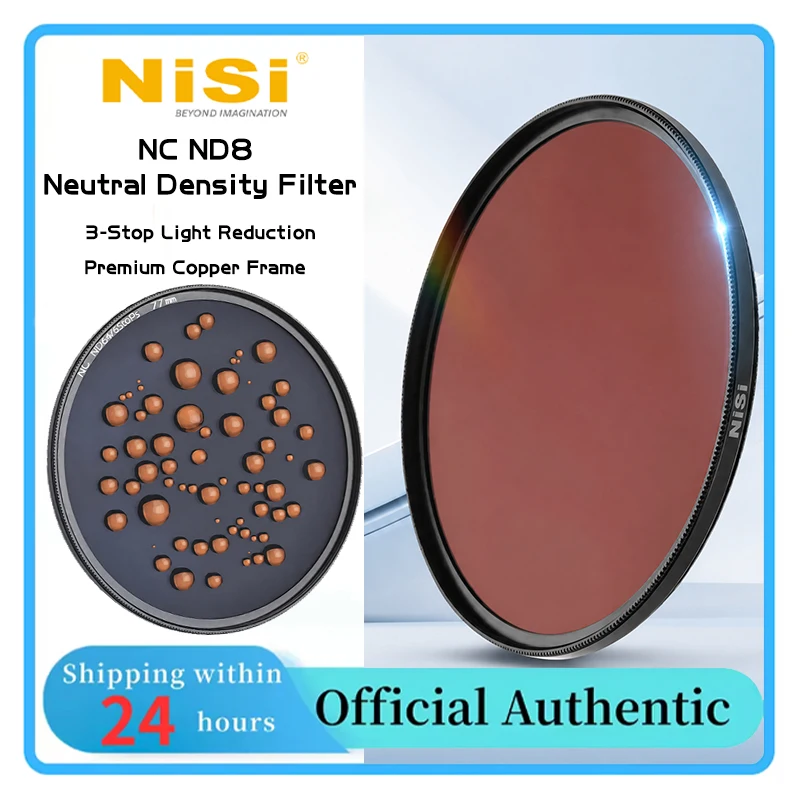 NiSi NC ND8 ND Lens Filter 3 Stop Exposure Reduction Copper Frame Infrared Blocking Waterproof Oil Resistant