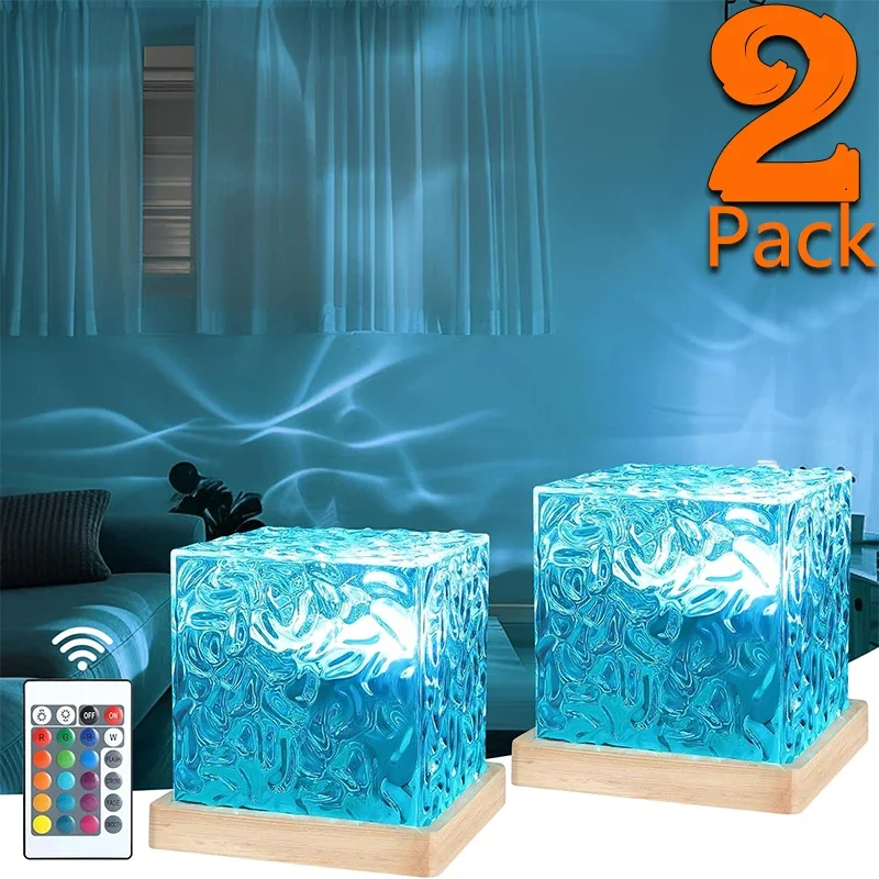 1-2Pack Ocean Wave Projector Light 16 Colors Midnight Aura Aurora Glow Lamp Home Office Bar Restaurant Projector Night Light