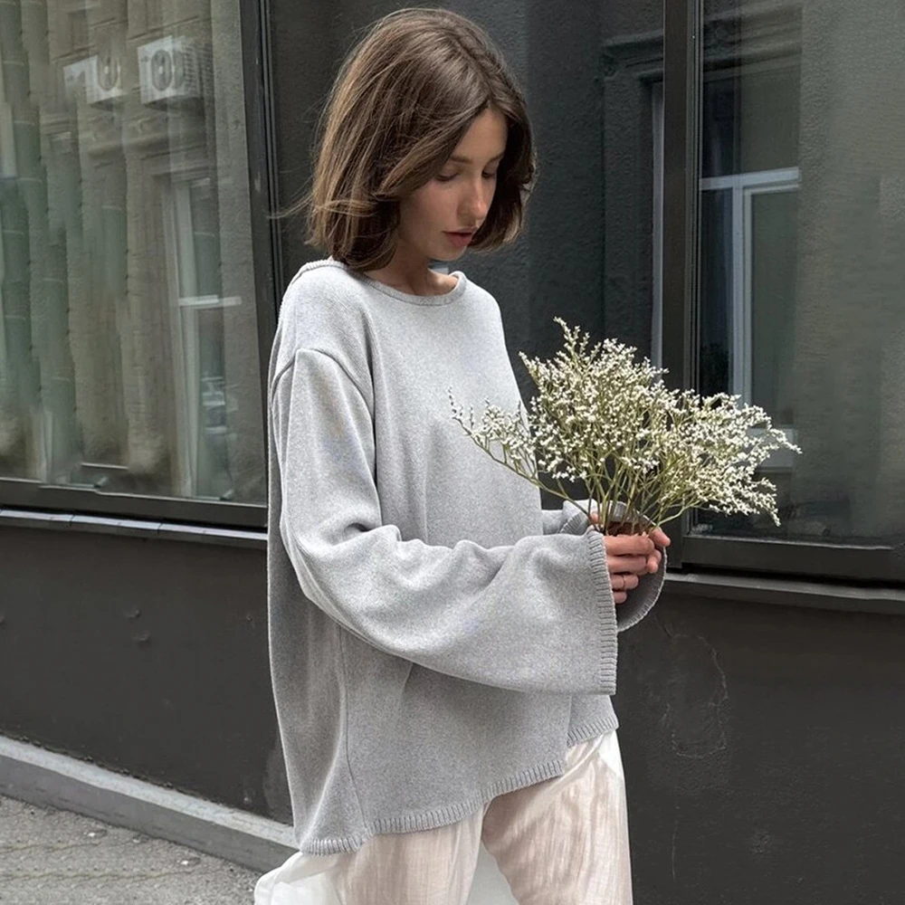 Tuularose mulheres blusas casuais moda solta sexy sem costas malha pulôver topo sólido streetwear commuter malhas feminino outwear