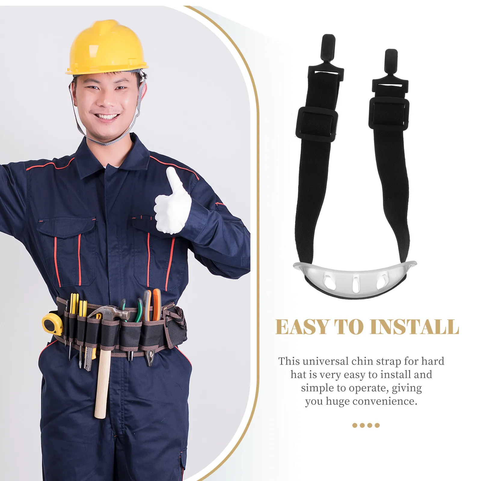 3Pcs Adjustable Hard Hat Chin Strap Polyester Rubber Elastic Replacement Chin Belt for Construction Safety Gear