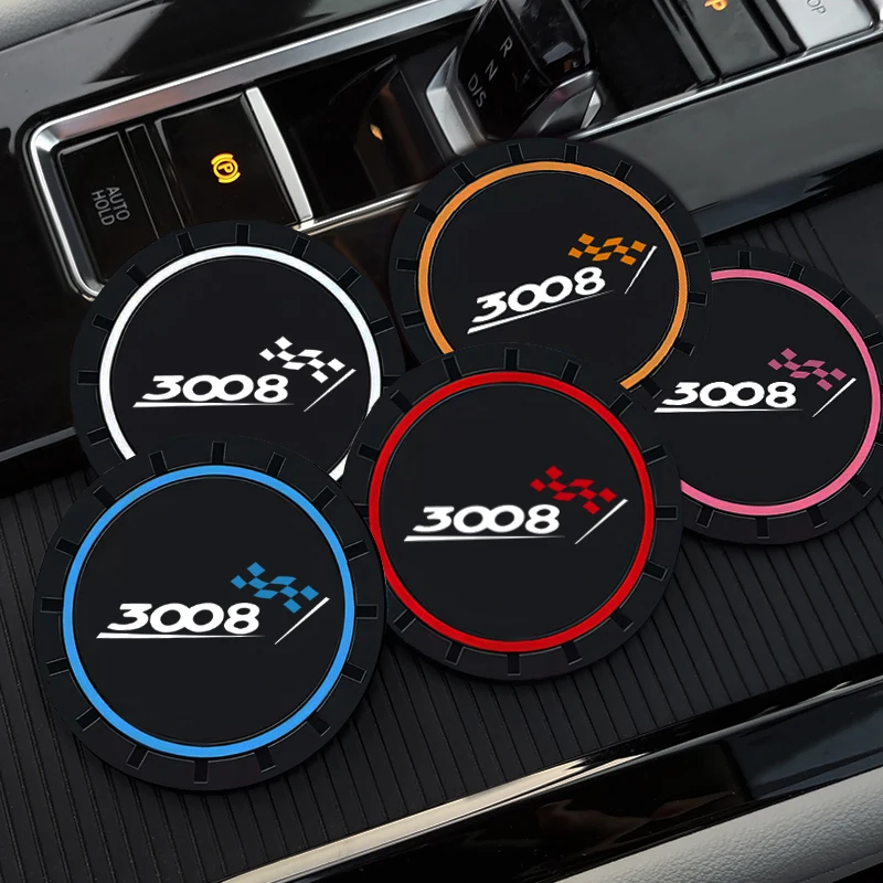 1Pcs Car Coaster Water Decoration Cup Silcone Pad Anti Slip Mat Accessories For Peugeot 3008 gt line 2017 2010 2019 2020 2011