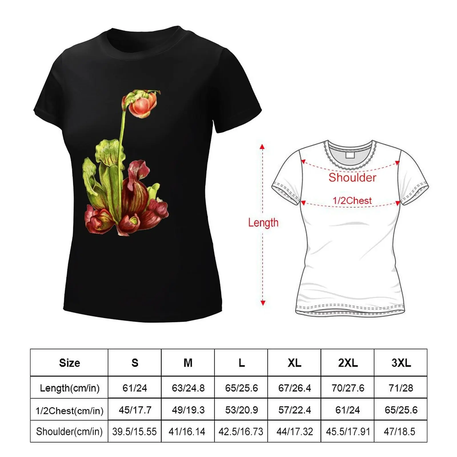 Sarracenia purpurea - The Purple Pitcher Plant T-Shirt lady clothes customs design your own female t-shirts for Women loose fit