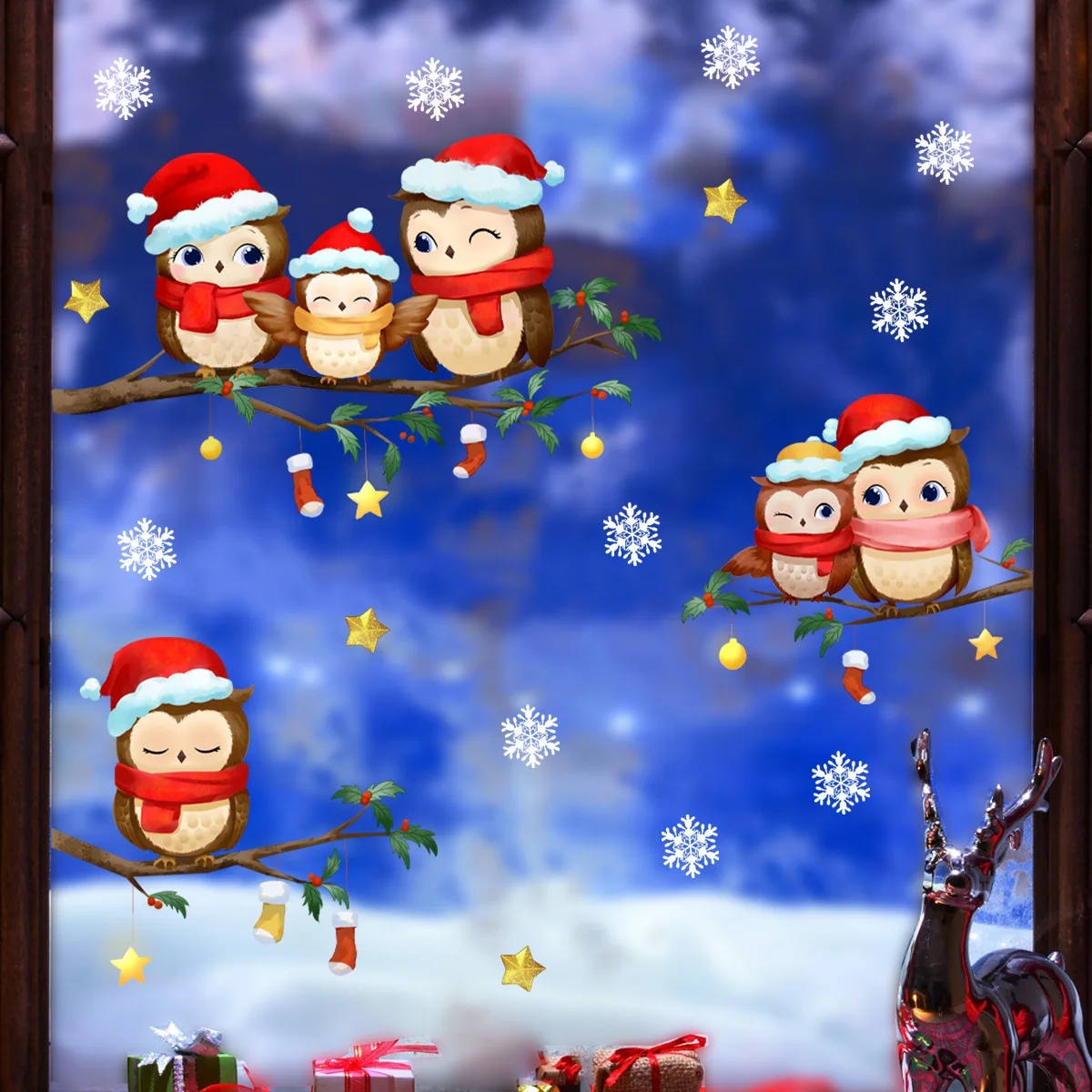 30*70cm Branches Bird Snowflakes Christmas Wall Stickers Glass Window Stickers Home Decorative Wall Stickers Wallpaper Ct8027