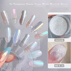 1Box Moonlight Pearl Nail Powder Aurora Shimmer Mirror White Chrome Pigment Holographic Rub Dust Gel Polish Manicure Decoration