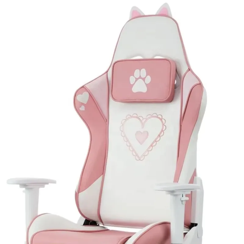 computer desk pink gaming chair cheap stock custom 2d white arm cute girl cat chair with paw