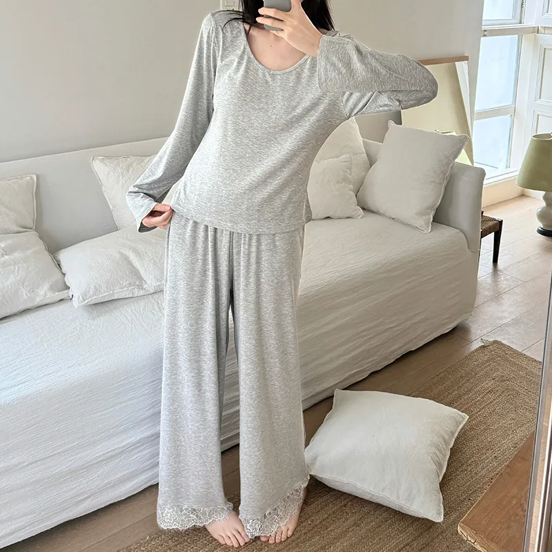 الراحة مشروط منامة مجموعة امرأة السراويل مجموعات جديد الخريف الشتاء ضئيلة أعلى الخريف الشتاء أسفل ارتداء بيجامة المرأة ملابس المنزل
