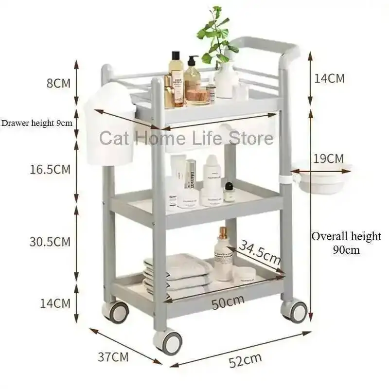 

Laser Trolley Tool Hairdressing Professional Wheels Machine Makeup Beauty Salon Drawers Cosmetic Saloon Trolleys Cleaning Chair