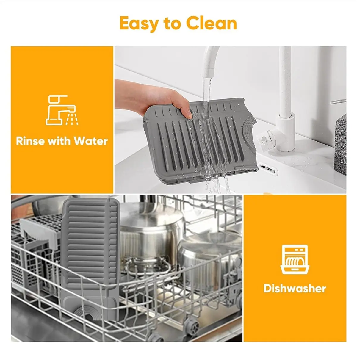 حصيرة صنبور أطول بطول 24 بوصة لحماية رذاذ حوض المطبخ، منحدر سريع للتصريف الذاتي، قفل المفاجئة مناسب، واقي من رذاذ حصيرة الصنبور #6