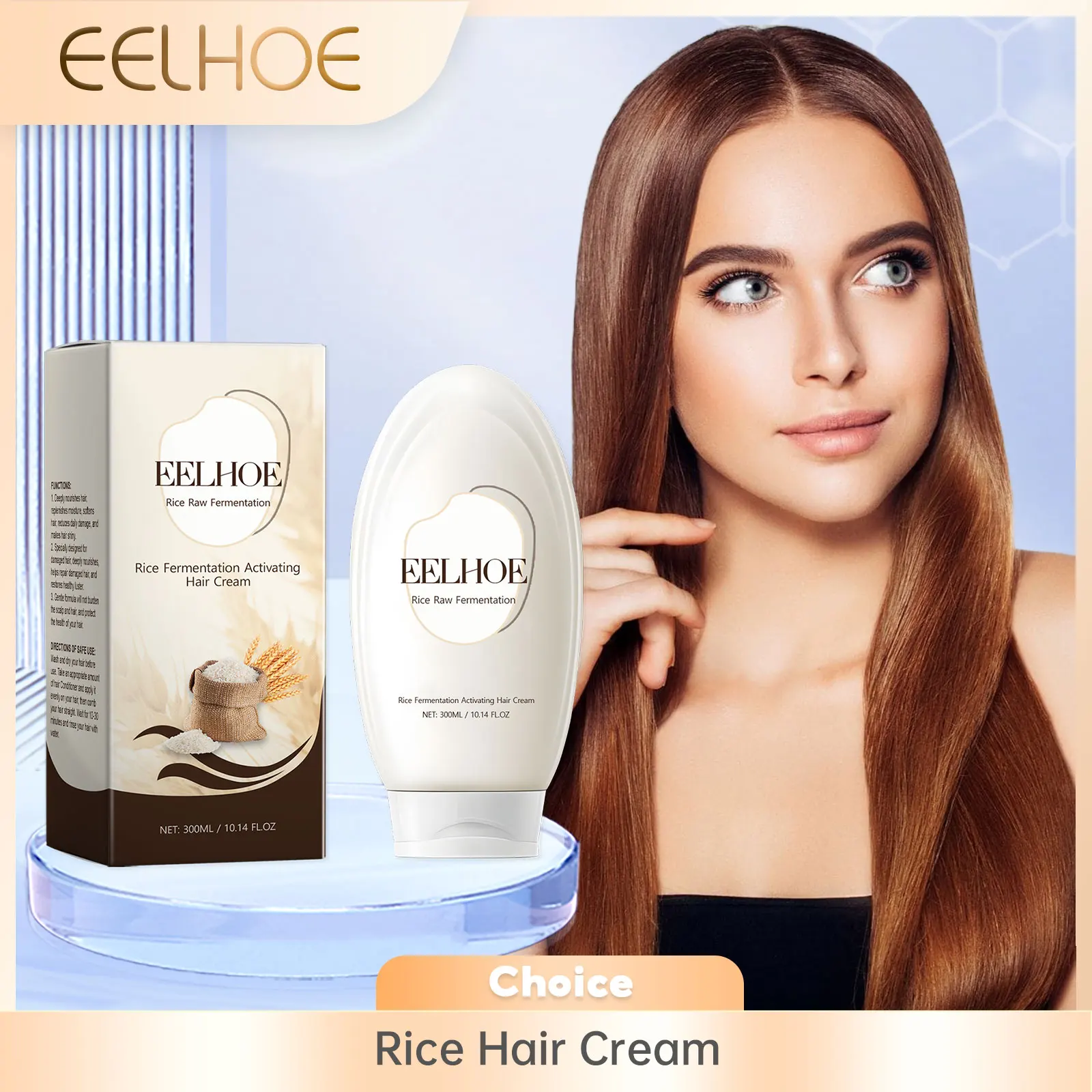 

Rice Extract Hair Mask Keratin Repair Damaged Hair Breakage Treatment Anti Split Ends Nourishing Soften Hair Strengthening Cream