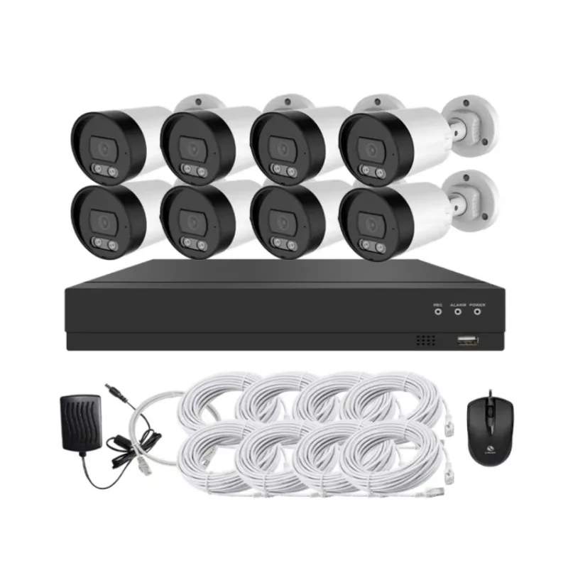 Outdoor Waterproof NVR Kit 4CH/8CH POE 2MP/3MP/5MP Bullet Cameras P2P Home Security Auto Alarm System