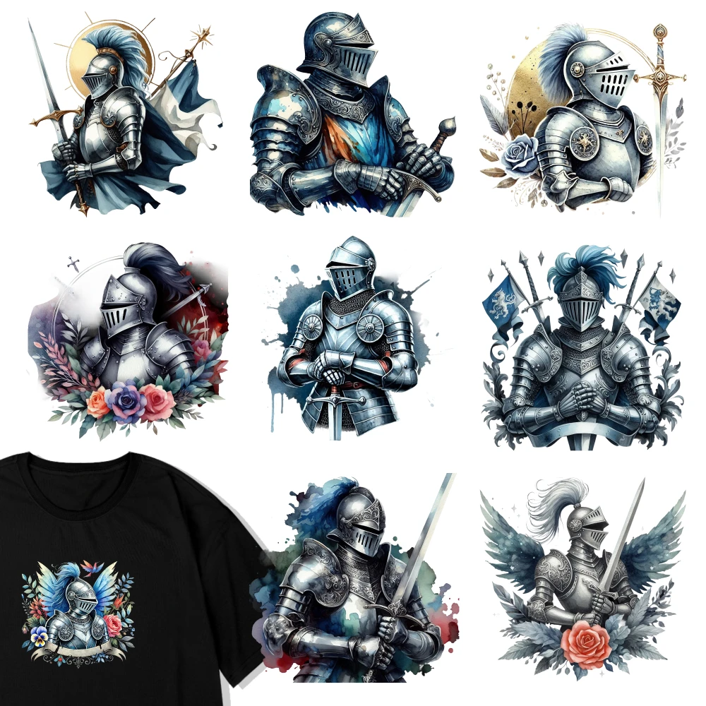 9 Pcs Knight Armor Iron on Transfers Hoodie DIY Crafts Transfers Sticker On Clothes iron on decals Iron on Decals for T Shirts