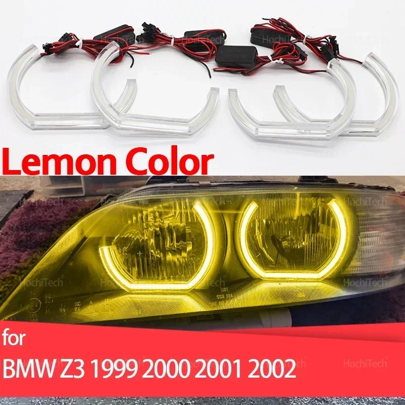 For BMW Z3 1999 2000 2001 2002 Accessories Day Light DRL Angel Eyes LED CSL Style Lemon Yellow Headlight Ring Kit