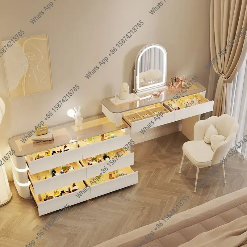 

Sm Nordic Dressing Table With 6 Drawers Organizer Simple Makeup Vanity Table Soild Wood Chair Muebles De Dormitorio Furniture