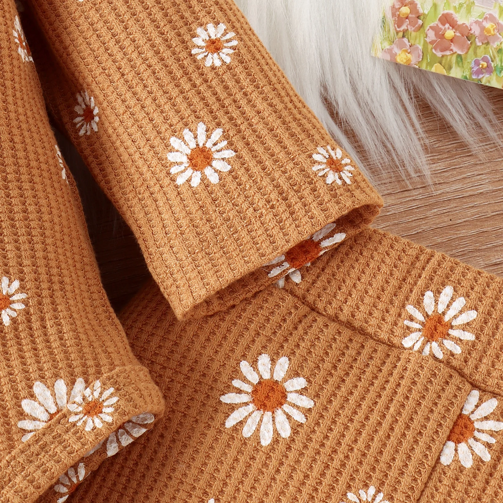 3PCS Autumn New Style For Girls Aged 0-1, Fashionable Round Collar Printed Long-Sleeved Clothes + Trousers + Headscarf