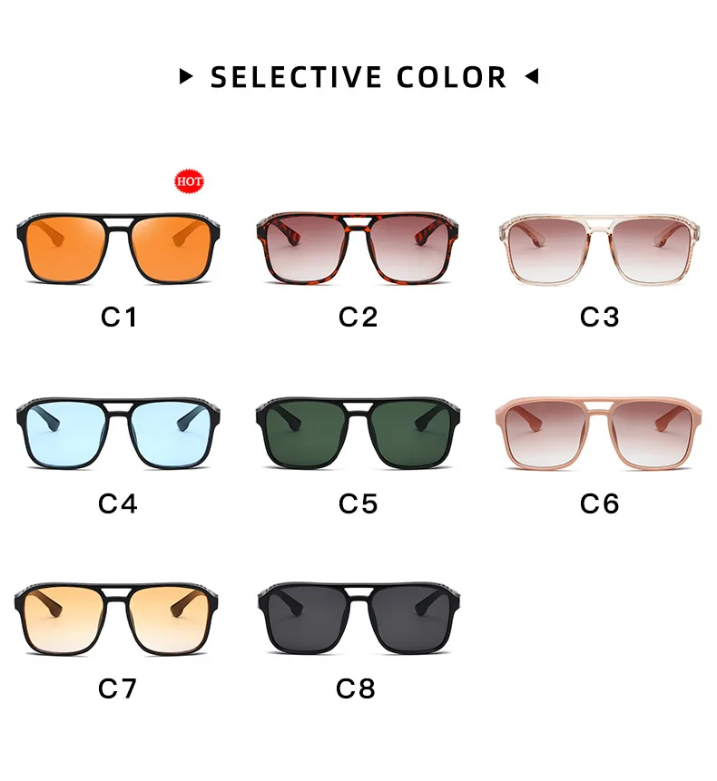 Neue Vintage-Sonnenbrille für Damen und Herren, Quadratischer PC-Rahmen, Marken-Designer Retro-Shades, Modische Sonnenbrille ﻿ für Männer – Detail 10