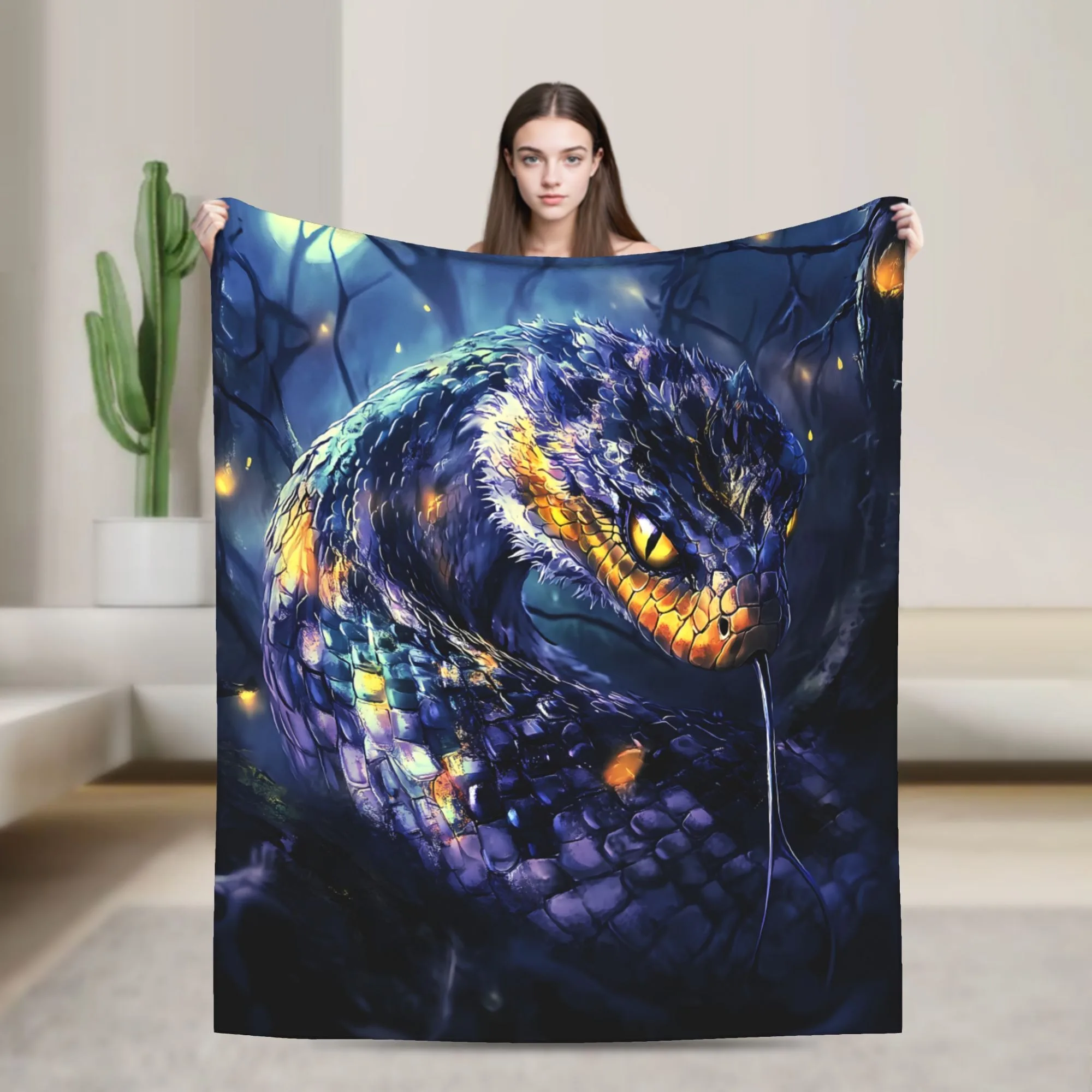 

Одеяло Mystic Dark Serpent - Зачарованный светящийся узор, уютный чехол для дивана-кровати для остого современного домашнего декора