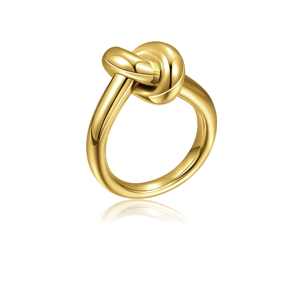 Luxuriöser, farbenfroher CZ-Knotenring aus Edelstahl für Damen, vergoldet, Statement-Modeschmuck, Hochzeitsgeschenk, Alltagstrend
