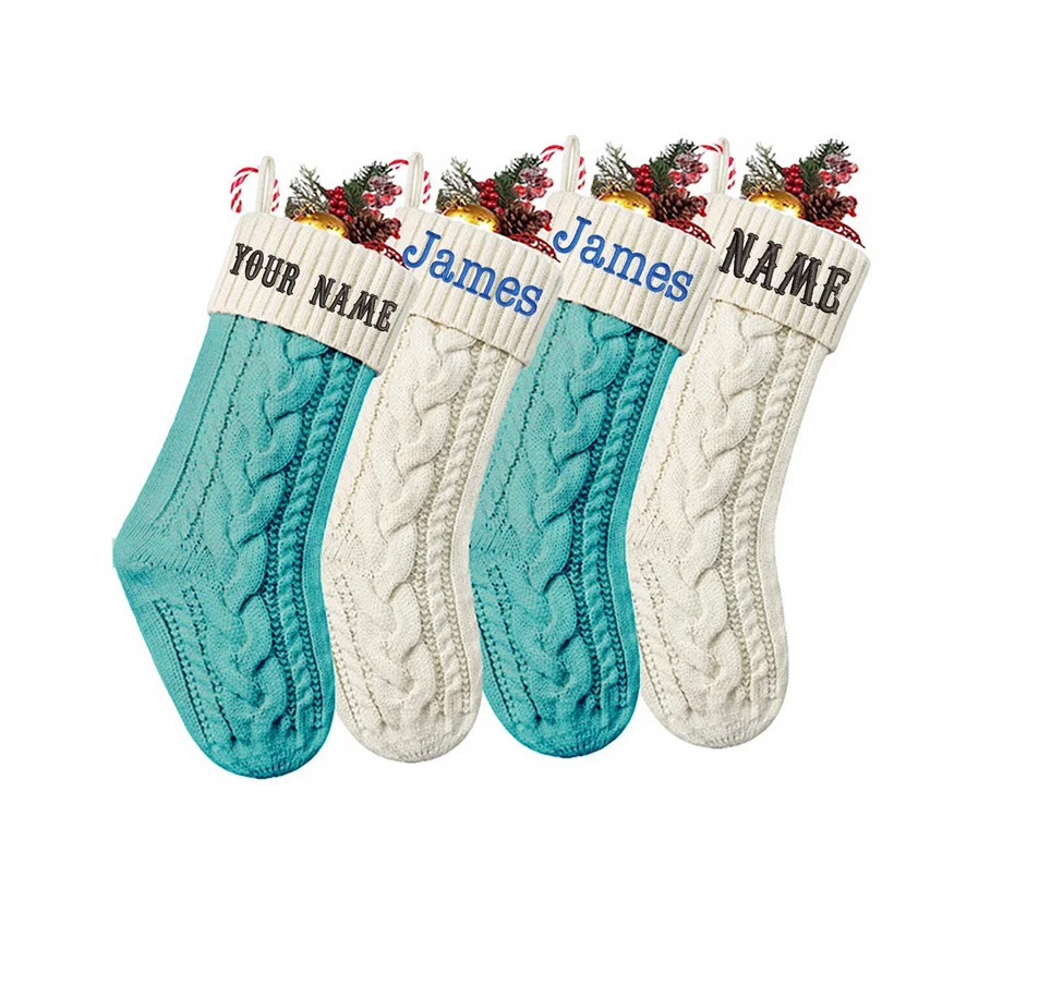 شخصية جوارب عيد الميلاد مخصصة مطرزة عيد الميلاد تخزين حرف واحد فقط تخزين هدايا عيد الميلاد متماسكة تخزين عيد الميلاد