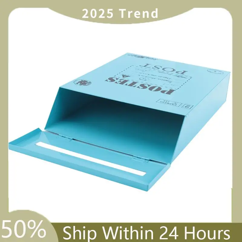 A75X Top 2X Почтовый ящик Винтажный настенный почтовый ящик для почтовых ящиков для улицы Антикварный металлический почтовый ящик Устойчивый к ржавчине держатель для почты Синий