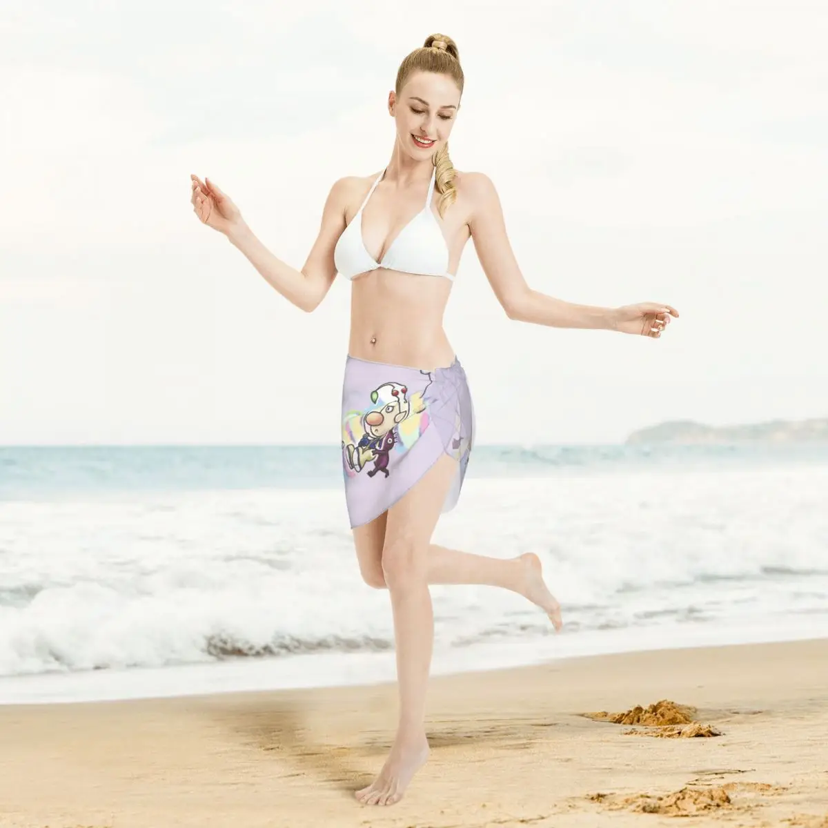 Personalizzato Cool Pikmins Anime Cartoon Abito da spiaggia casual Decora videogiochi Donna Sarongs corti Avvolgente da spiaggia per costumi da bagno