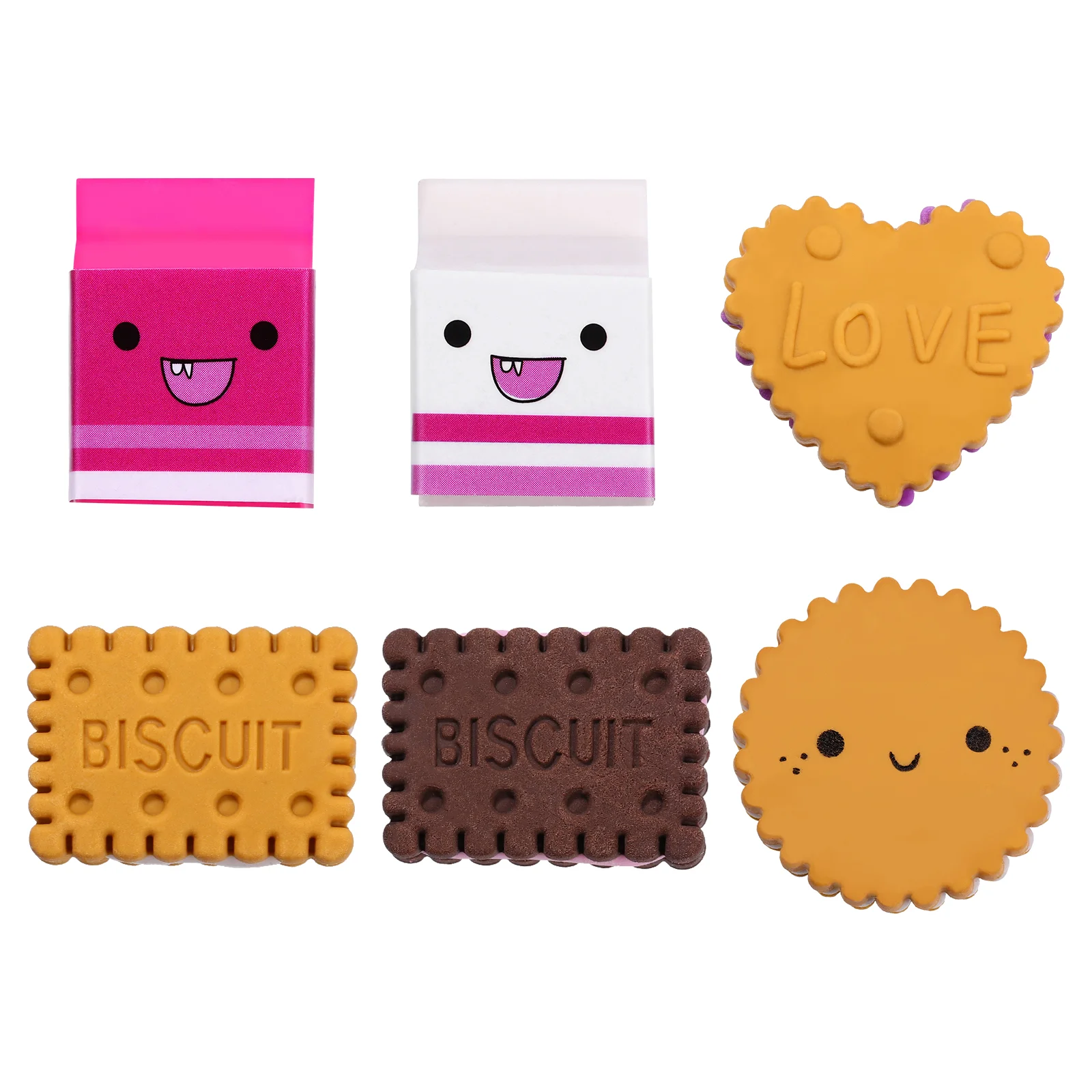 Milk Erasers Biscuit Pencil Cookie Shape Mini Kids Stationery Supplies Gift Novelty