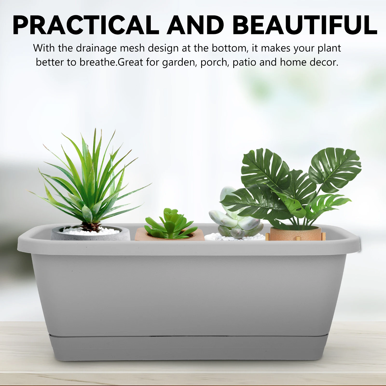 

Long Rectangular Flower Pot Large Square Planter Container Balcony Garden Vegetable Plastic Pots Drainage Mesh Home Decor
