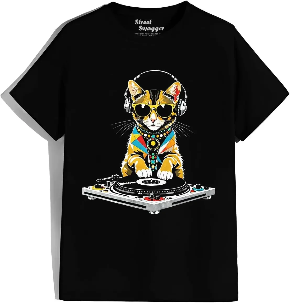 Pawsome Mixmaster EDM Cat Dj Dj Cat in Sunglasses House Cat T Shirt Tees High Quality 100%Cotton Short Sleeve