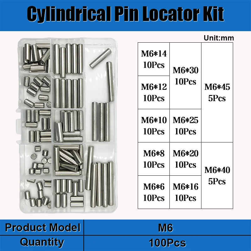 Zylindrischer Edelstahls tift m1 m 1, 5 m2 m2, 5 m3 m4 m5 m6 m8 Position ierungs dübel feste Welle fester Befestigungs stift Metallstab satz