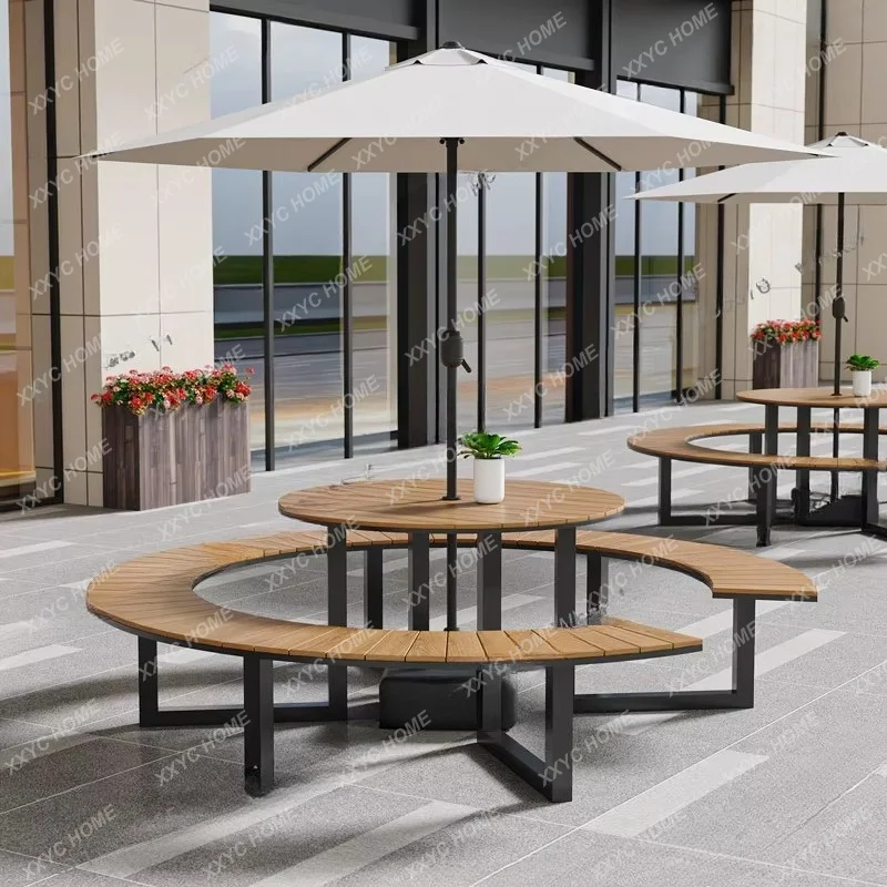 XXOutdoor table and chair combination Open-air courtyard Round leisure seat Terrace Sunscreen and waterproof homestay