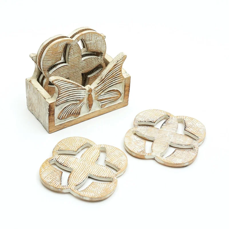 

Aesthetic Chic Chic addition Coasters Modern Quality Rings Stains Water Water rings Wooden Coasters for Home and Office Use-Set