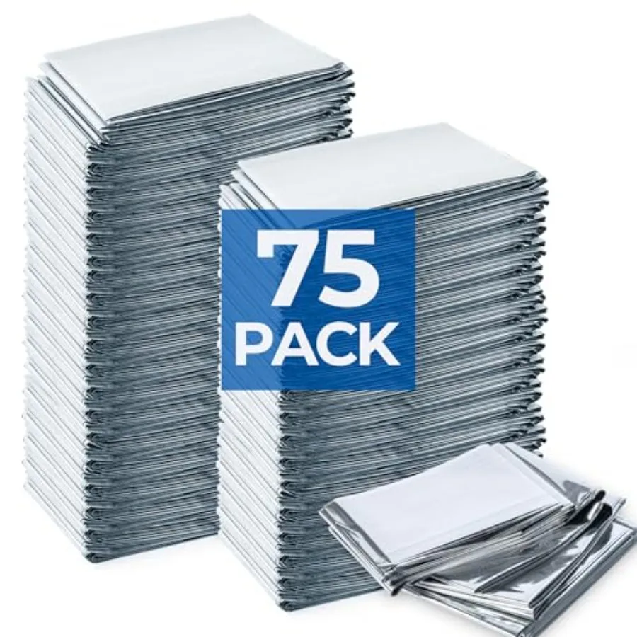 

Аварийные одеяла (75 шт.), 213x132 см, оптовая поставка для помощи бездомовым, майларовые одеяла, сохраняющие 90% тепла тела, идеально подходят для строительных работ