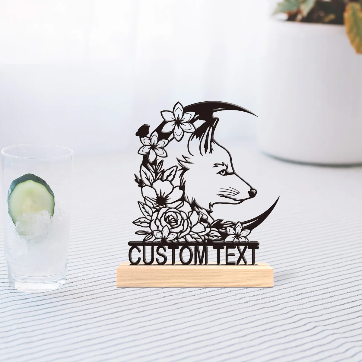 1pc Customized Metal Handicraft Ornaments Custom Content Equipped with Wooden Base Unique Desktop Decoration Custom Gifts