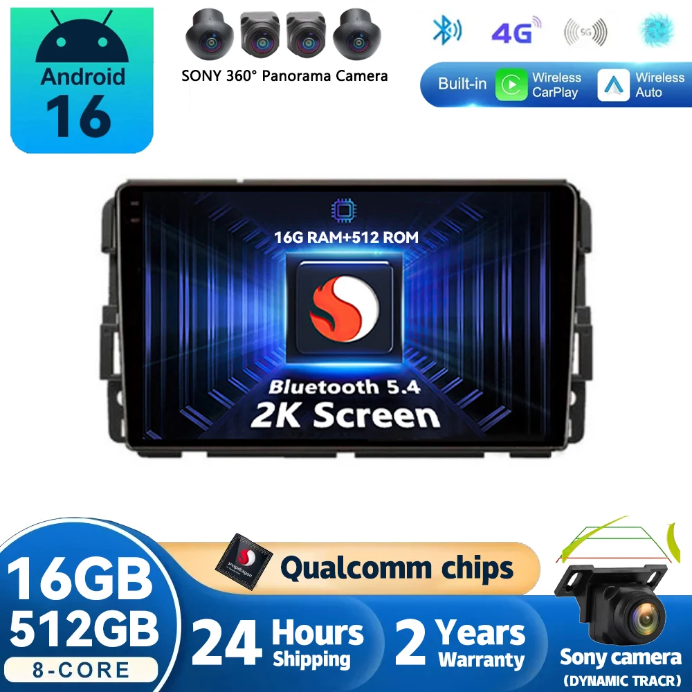 Radio para Auto con Android 16 y Carplay para Chevrolet Silverado, Impala, GMC Yukon, Acadia, Sierra, Navegación GPS, Reproductor Multimedia, Estéreo, Wifi