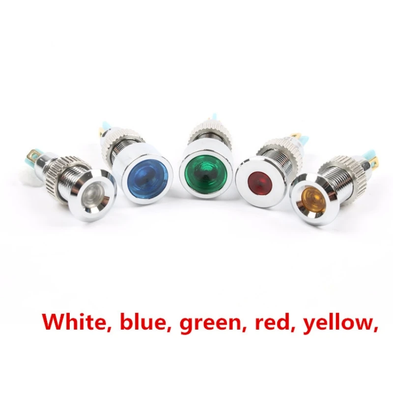 

LED metal indicator light signal hole 10MM highlight work waterproof power supply lamp 12V24V220V modification