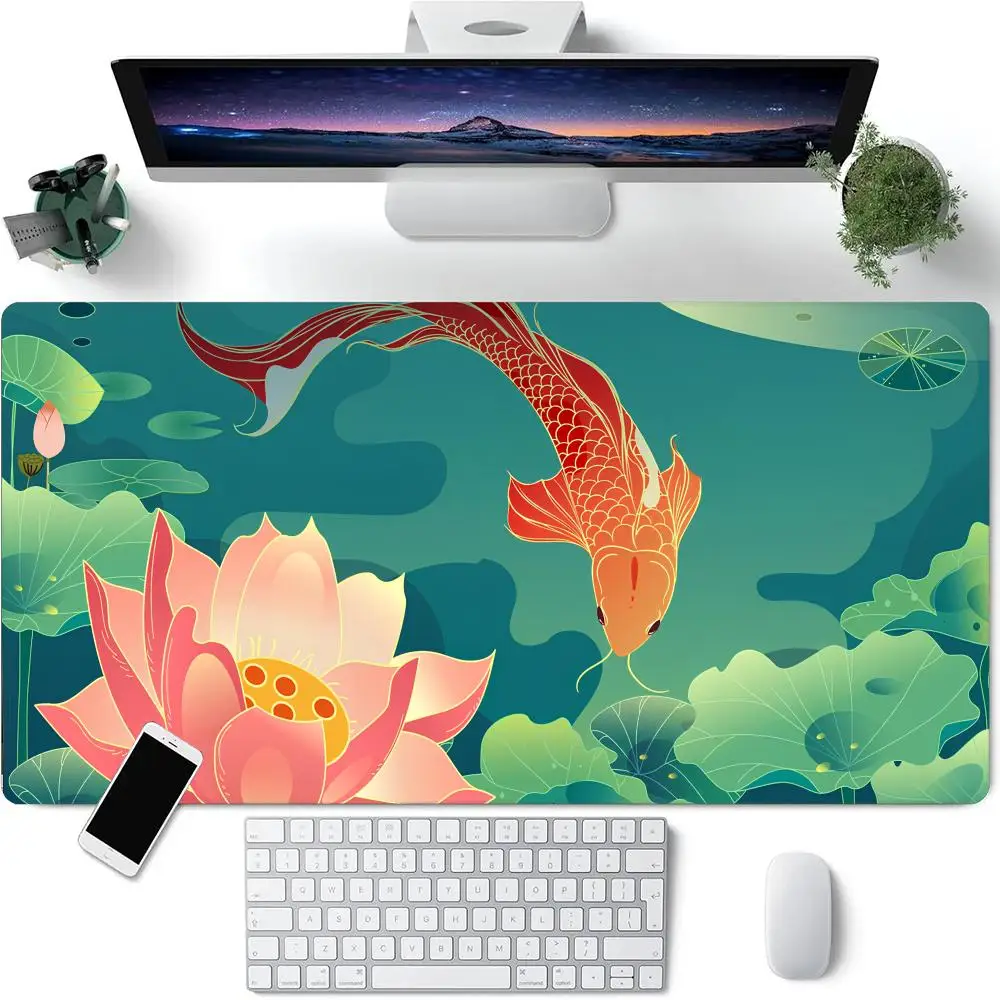 

Koi Pattern Mouse Pad Large Size Rubber Base Anti-slip PC Desk Accessories Mousepad for Office and Gamer Keyboard Mats Decor Mat