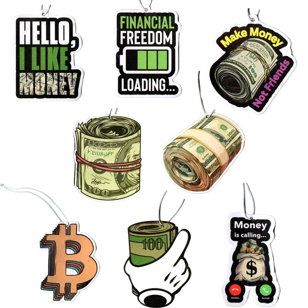 معطر هواء للسيارة دولار معلق مرآة الرؤية الخلفية نكهة العطور نمط المال الصلبة ورقة الروائح قلادة JDM التبعي #3