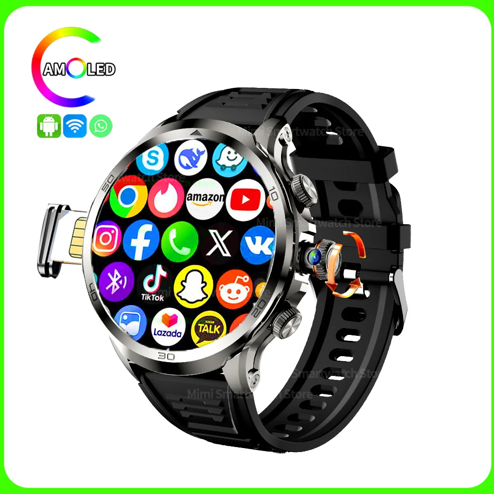 الأصلي H19 4G كامل Netcom 8GB + 128GB RAM Smartwatch أندرويد 9.0 1.95 بوصة Amoled شاشة جوجل APPS GPS WIFI الرجال ساعة ذكية #1