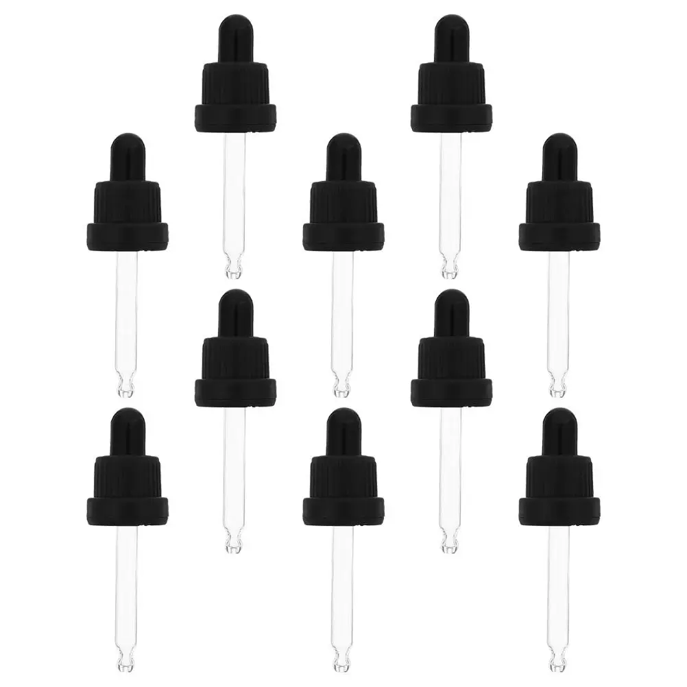 10Sets Essential Oil Bottle Droppers Glass Eye Droppers Leak-Proof for Precise Dropper Pipette Replacement Caps for Aromatherapy