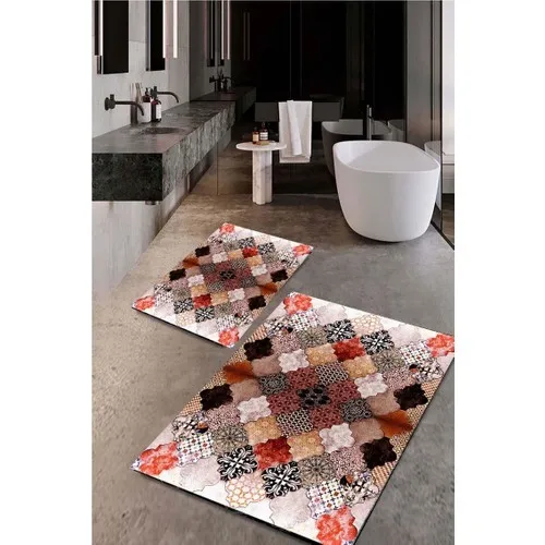 Drop Bath Mat Rug Toilet Seat Pad Washable Anti-Slip Soles 2li