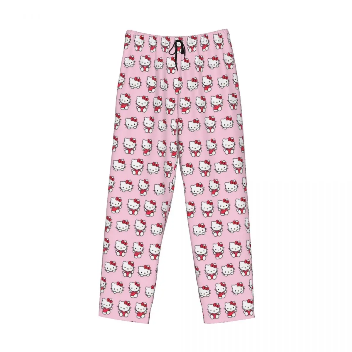 Custom Hello Kitty Pattern Pajama Pants Sleepwear Men Elastic Waistband  Sleep Lounge Bottoms with Pockets