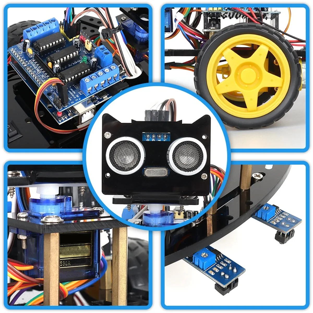 Kit per auto robot 2WD per progetti di programmazione con tracciamento di linee e evitamento degli ostacoli educativi