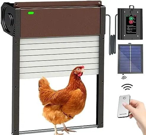 

Automatic Chicken Coop Door r Powered - Opener Auto Chicken Do with Light Sensor, Timer e, Remote Control for Poultry