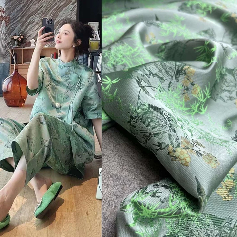 High End Production Luxury Brocade 100% Mulberry Silk Fabric Fashion Clothing Counter Brand Sewing Manual Div Fabric Art Woven