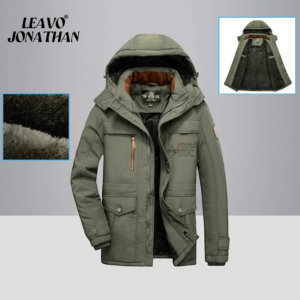 

2023 Men's Sports Outdoor Jacket Middle-aged Windproof Multi-pocket Loose Mid-length Winter Windproof And Warm Fleece-lined Coat