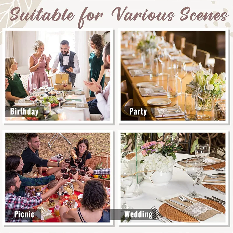 10-30Pack Rustic Burlap Cutlery Holders for Wedding Birthday Party Table Decoration Knife Fork Napkin Bag Christmas Home Decor