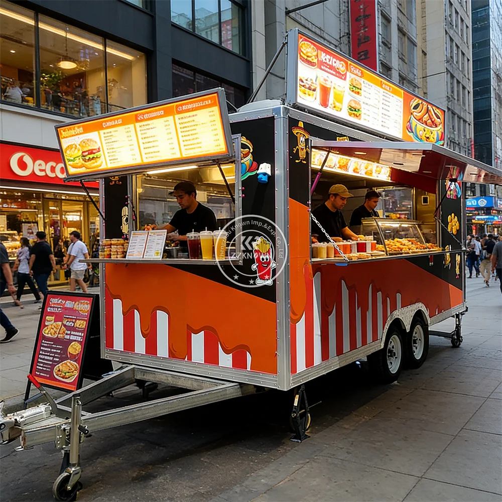 

Commercial Use Outdoor Food Trailer Burger Catering Trailer Mobile Fast Food Truck with Stainless Steel Street Kitchen